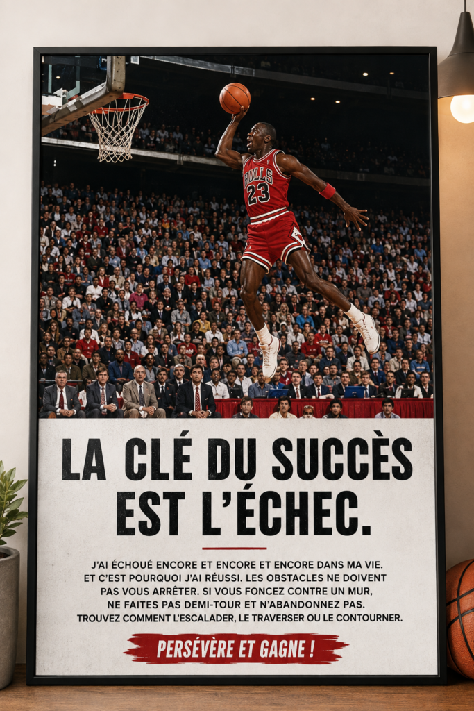 Affiche inspirante de Michael Jordan dans un décor moderne