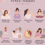 femme faisant du yoga le matin sur un tapis avec un sourire