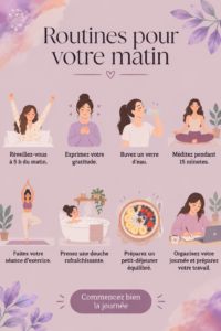 femme faisant du yoga le matin sur un tapis avec un sourire