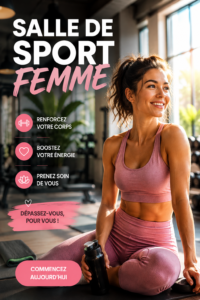 Femme dans une salle de sport bien équipée, en pleine séance d'entraînement.