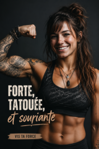 Femme souriante en train de faire du sport dans un parc.