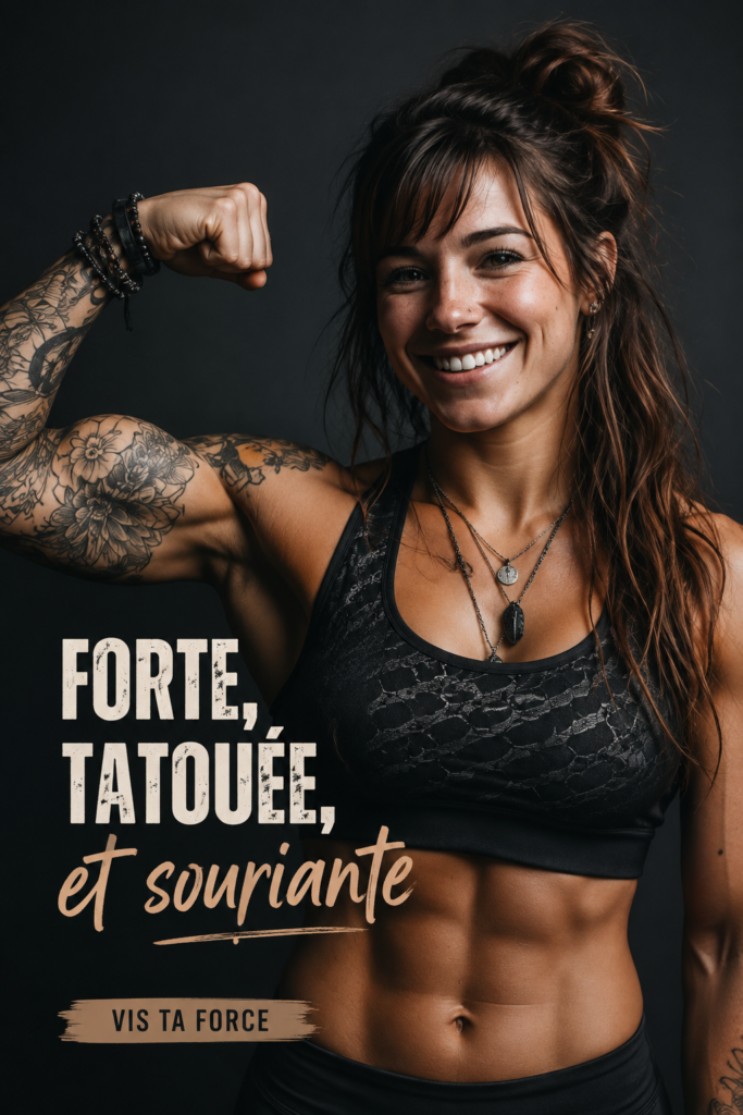Femme souriante en train de faire du sport dans un parc.