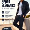 Femme portant une tenue de sport élégante et moderne dans un parc.