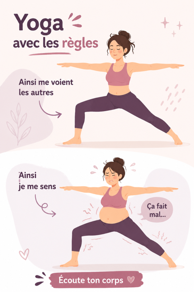 Femme pratiquant le yoga pendant ses règles dans un environnement calme