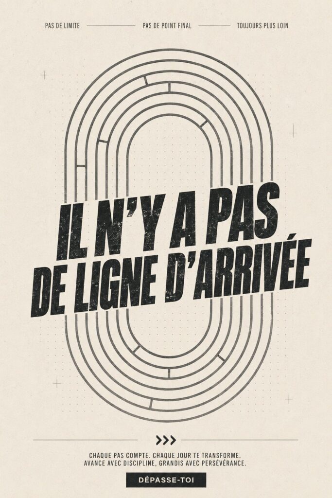Affiche inspirante avec une citation motivationnelle sur l'entraînement