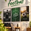 Une affiche de football dans le salon d'un senior, soulignant sa passion pour le sport.