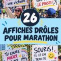 Affiche de marathon humoristique avec un coureur riant