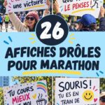 Affiche de marathon humoristique avec un coureur riant