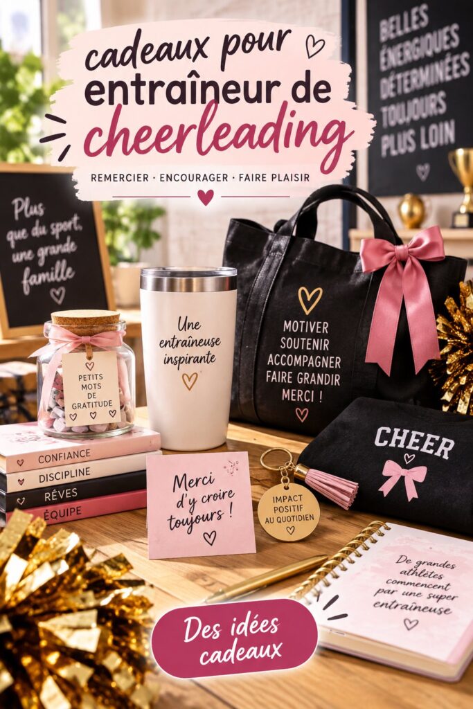 Des idées de cadeaux pour entraîneurs de cheerleading avec des accessoires sportifs.