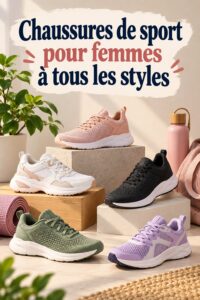 Une sélection de chaussures de sport pour femmes sur un fond neutre, mettant en avant le style et le confort