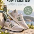 Paire de chaussures New Balance sur un fond neutre, mettant en avant leur design moderne et sportif.