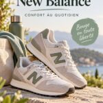 Paire de chaussures New Balance sur un fond neutre, mettant en avant leur design moderne et sportif.