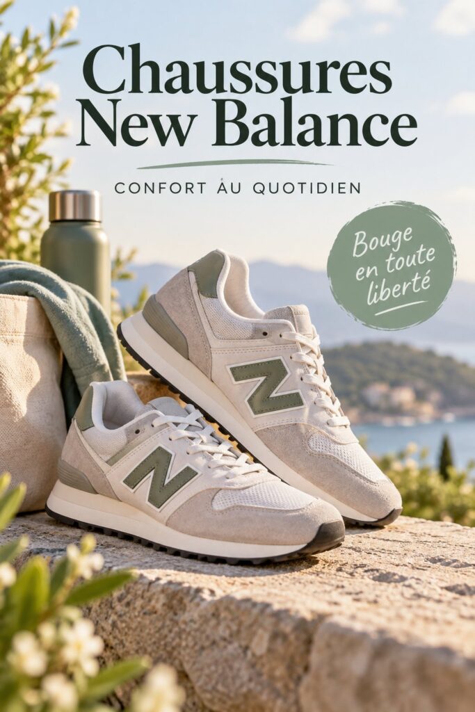 Paire de chaussures New Balance sur un fond neutre, mettant en avant leur design moderne et sportif.