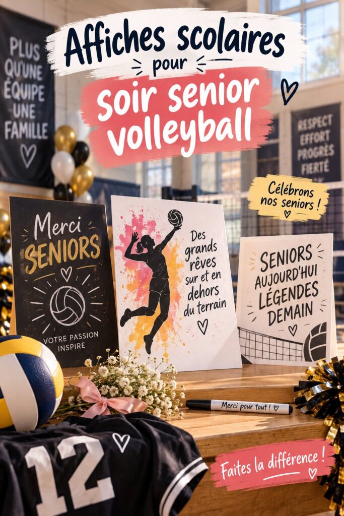 Affichage coloré d'une affiche d'encouragement pour un match de volley senior