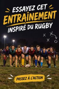 Femme en train de faire un entraînement inspiré du rugby avec des exercices dynamiques.