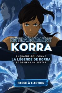 Femme s'entraînant à la manière de Korra, inspirée par la Légende de Korra.