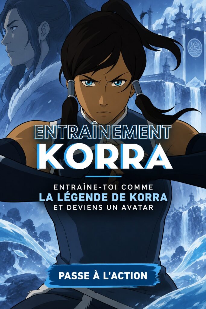 Femme s'entraînant à la manière de Korra, inspirée par la Légende de Korra.