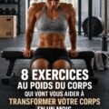 Une femme effectue un exercice de squat au poids du corps dans son salon, illustrant un entraînement à domicile efficace.
