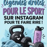 Légendes humoristiques inspirantes pour le sport sur fond coloré.