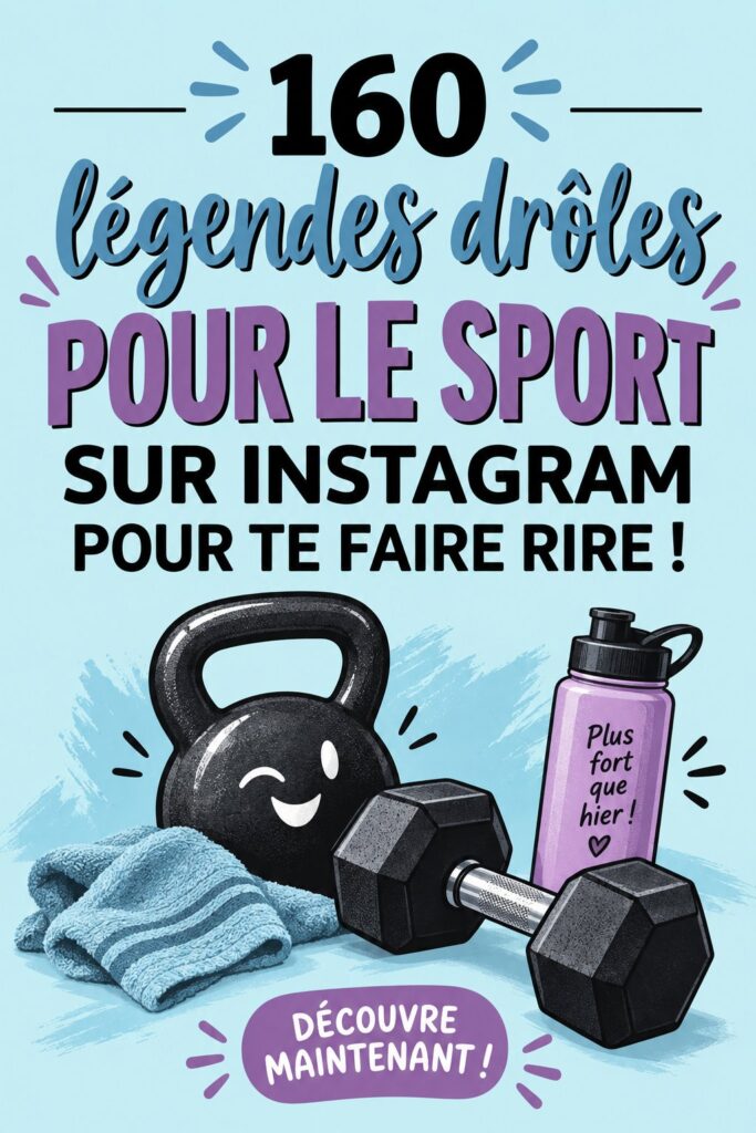 Légendes humoristiques inspirantes pour le sport sur fond coloré.