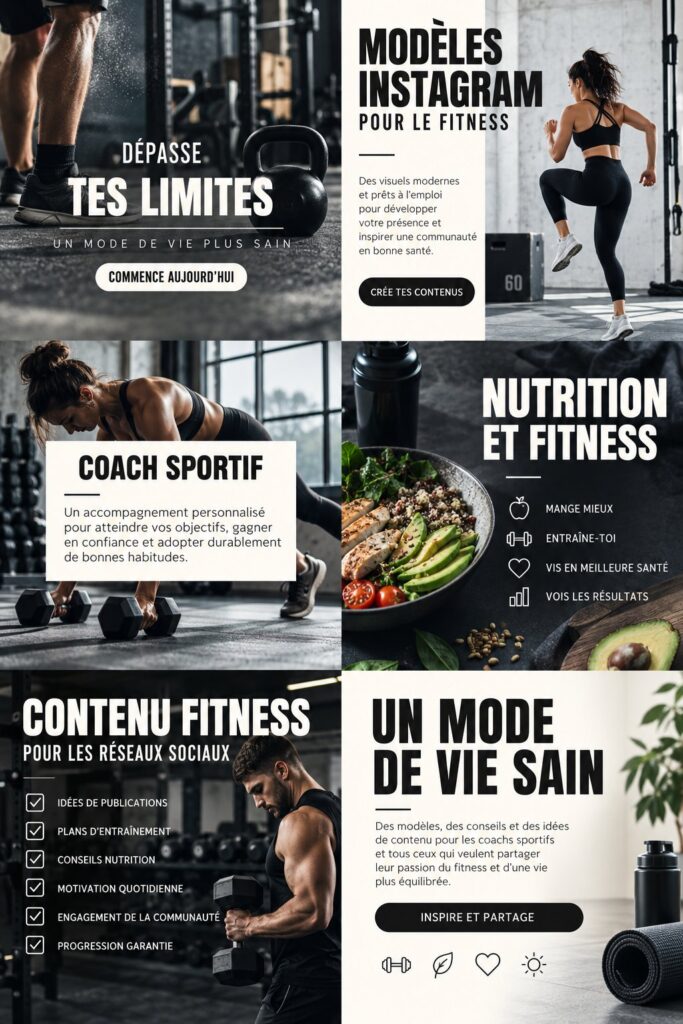Modèles de posts Instagram sur un mode de vie sain avec des designs colorés