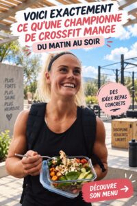 Une assiette saine avec des aliments riches en protéines et en nutriments, typiques d'un repas d'athlète.