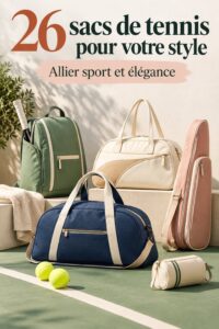 Une collection de sacs de tennis élégants pour femmes, assortis à divers styles de tenues sportives.