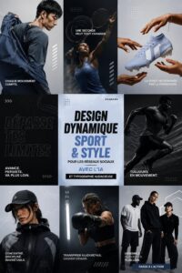 Femme portant un ensemble de vêtements de sport dynamiques avec des couleurs vives