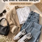 Femme portant une tenue Adidas Samba dans un cadre urbain.