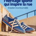 Paire de sneakers Adidas SL 72 sur un fond urbain, symbolisant le style et l'héritage sportif.