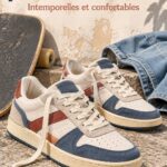 Chaussures Adidas vintage des années 80 sur fond coloré