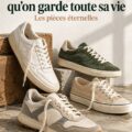 Une paire de baskets indémodables sur un fond coloré