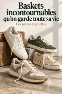 Une paire de baskets indémodables sur un fond coloré