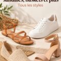Une sélection de chaussures pour femmes incluant sandales et baskets