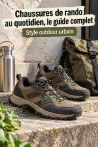 Chaussures Gorpcore de style sportif et décontracté sur un fond urbain