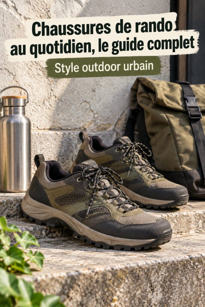 Chaussures Gorpcore de style sportif et décontracté sur un fond urbain