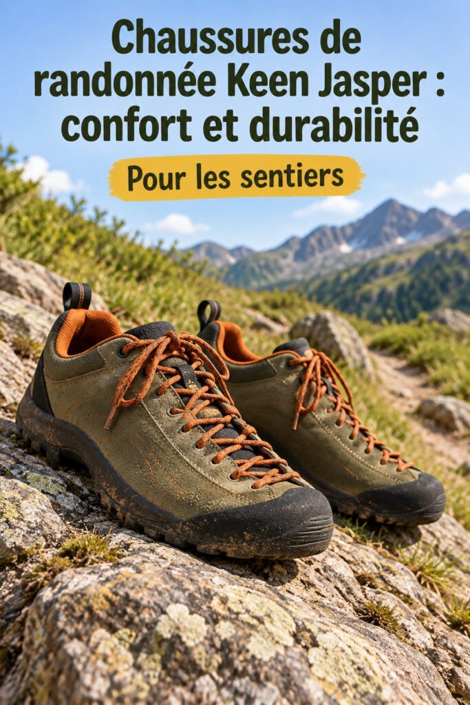 Chaussures de randonnée Keen Jasper sur un fond naturel, prêtes pour l'aventure.