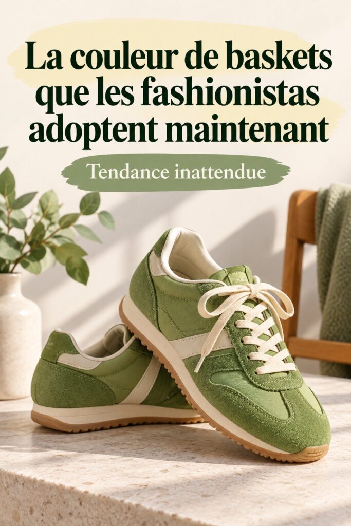 Femme portant des sneakers colorées et stylées, se promenant dans un parc.