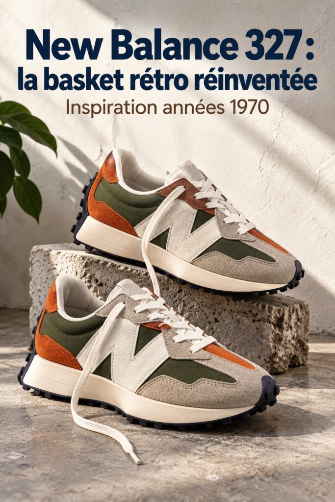 Chaussures New Balance 327 sur fond neutre, mettant en avant leur design rétro.