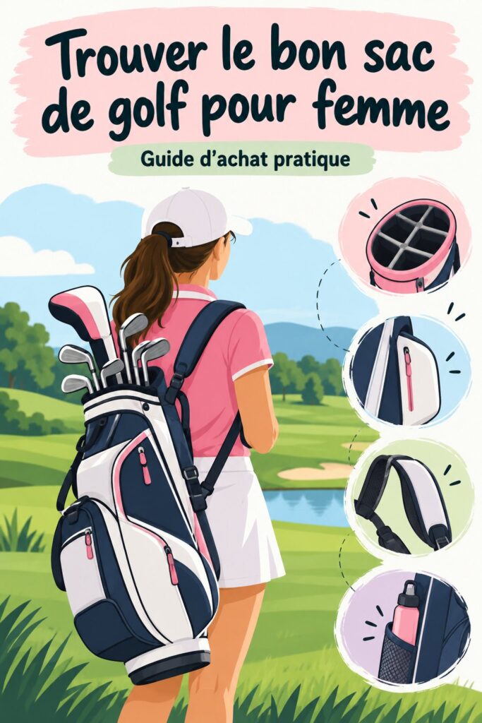 Sac de golf féminin élégant sur un parcours de golf