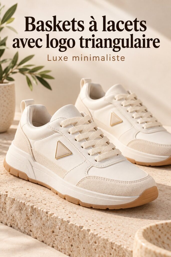 Une paire de sneakers chic et moderne sur une surface blanche.